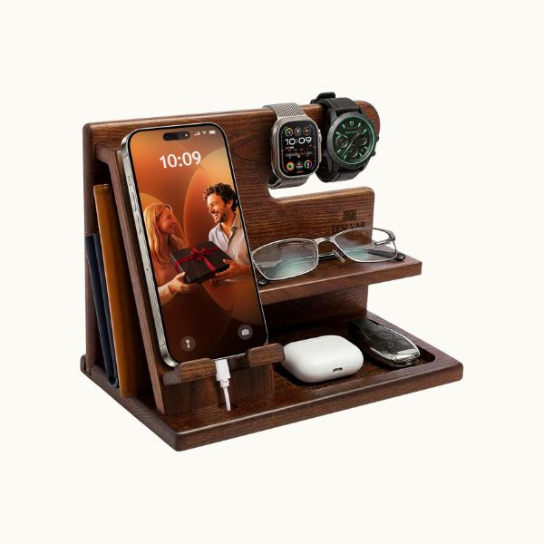 Wood Phone Docking Station for Men