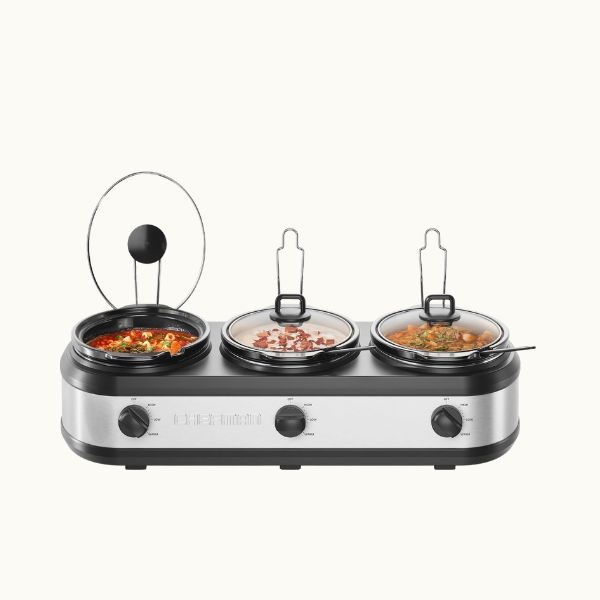 Chefman Triple Slow Cooker & Food Warmer,