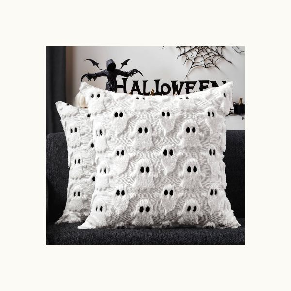 DFXSZ Halloween Pillow Covers 18x18 inch 2Pcs White Ghost Halloween Decor