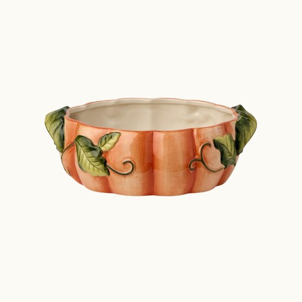 Harvest Fields 3D Pumpkin Shallow Serving Bowl