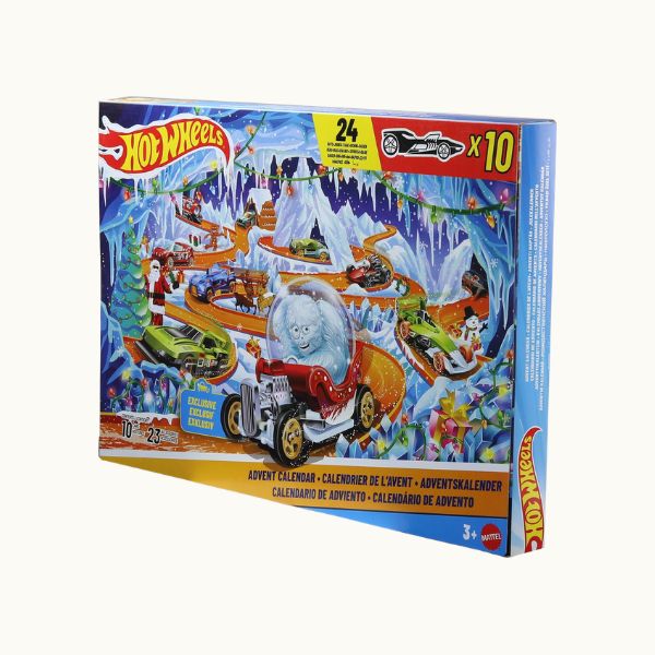 _Hot Wheels 2026 Advent Calendar With 10 Vehicles in 164 Scale, 14 Winter-Themed Accessories & 10 Ornament Clips